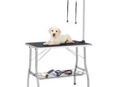 Adjustable Dog Grooming Table with 2 Loops and Basket