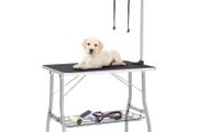 Adjustable Dog Grooming Table with 2 Loops and Basket
