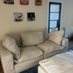 Cream sofa & ottoman