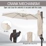 3M Roma Umbrella Sun Shade Cantilever Hanging Parasol w/ Cross Base Hand Crank Aluminium Frame 360 Rotation - Beige Image 4
