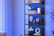 Bookcase with 6 levels and  LED lights with 25 colors, 6 brightness levels, 10 flashing modes, and 6 flashing speeds