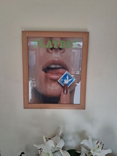 Playboy Magazine Cover Poster in Wooden Frame