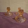 Trio of Art Deco Pink Glass Candle holders Image 2