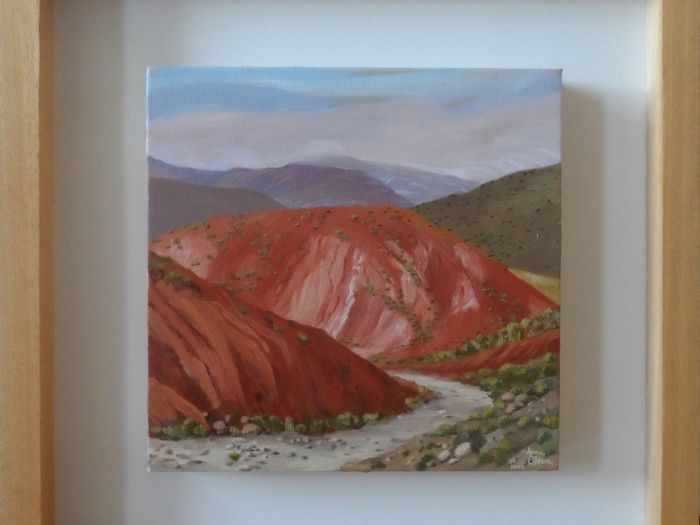 "On the Way to Ouarzazate" - Original Framed Oil Painting by Irish Artist Anna O-Hara | Moroccan Landscape Art | 51 x 51 cm
