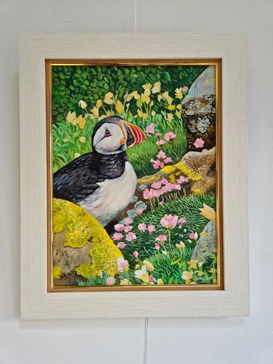 Puffin at Saltee Island'' | oil Painting | Framed