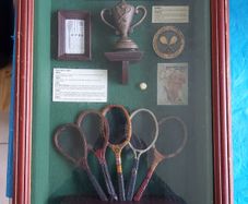 Framed History of the Tennis Racket, A Display Unit suitable for Pubs or Schools, etc