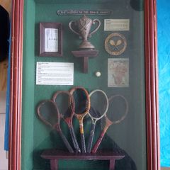 Framed History of the Tennis Racket, A Display Unit suitable for Pubs or Schools, etc