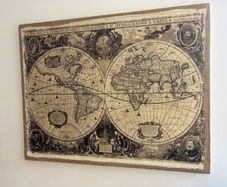 Large decorative canvas wall art print featuring a 1630 historic world map