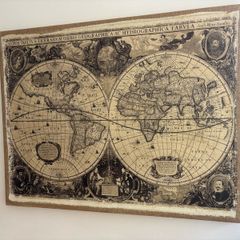 Large decorative canvas wall art print featuring a 1630 historic world map