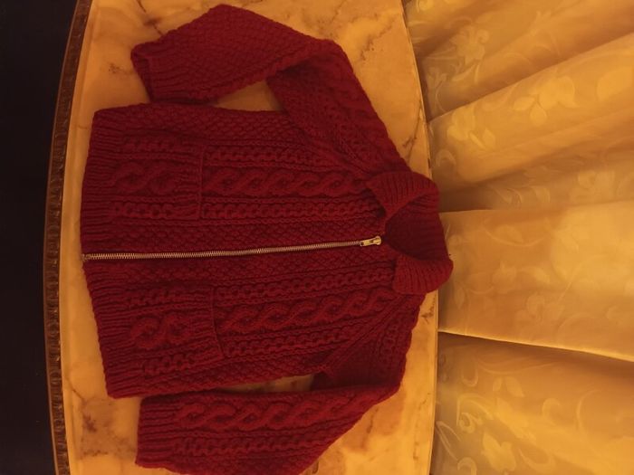 Vintage Child's Handknit Aran Jacket with Matching Hat.