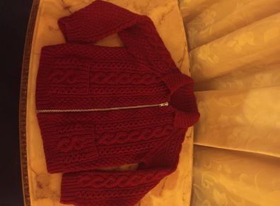 Vintage Child's Handknit Aran Jacket with Matching Hat.