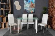 Compact Glass Dining Table Set Seats 4 , White