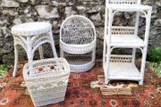 Vintage white loom wicker set