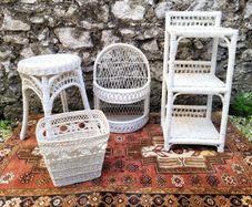 Vintage white loom wicker set