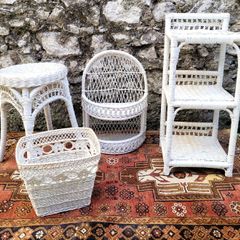 Vintage white loom wicker set