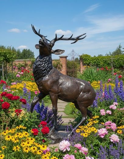 7 Feet Bronze Deer Sculpture