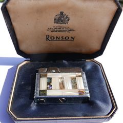 Vintage Ronson Mother of Pearl  Matching Varaflame Lighter - Mid-century - In Original Box - in working order