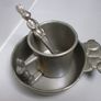 SALE!  WOODBURY PEWTERERS - Vintage Pewter Bunny Rabbit Bowl, Mug and Spoon Set Image 2