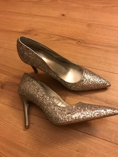 ladies shoe M&;S size 6 silver glitter