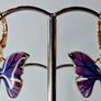 Mini Hoop Purple Butterfly Drop Earrings Image 4