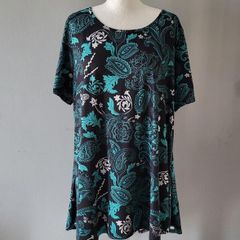Enmain teal & black top, Size 20-22