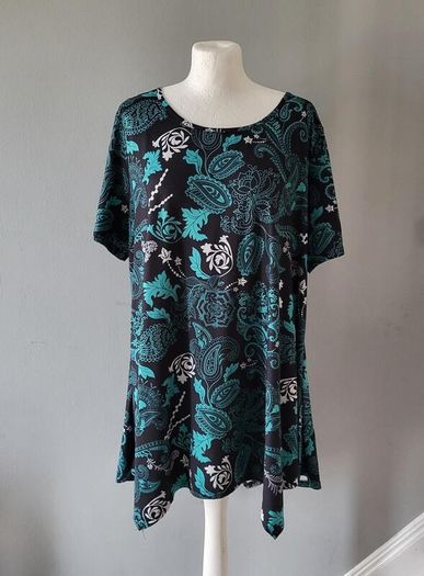 Enmain teal & black top, Size 20-22
