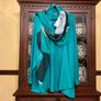 SAMOON BARGAIN PRICE. New Light Weight Scarf In Jade Green Dark Navy Beige And White .length Is 180 Cm Image 4