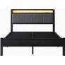 Double Bed Frame, 4FT6 Bed Frame Ergonomics Double with Charging Station and LED Lights Image 2