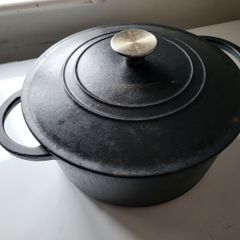 Black cast iron pot