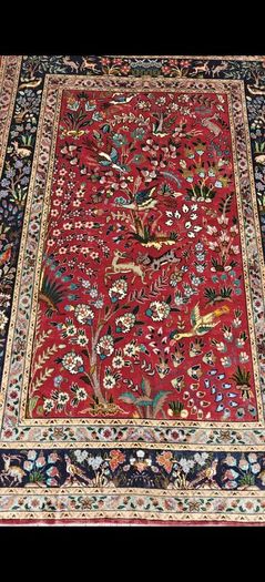 Stunning 50 Raj Tabriz Wool and Silk Hand Knotted Rug Carpet Persian