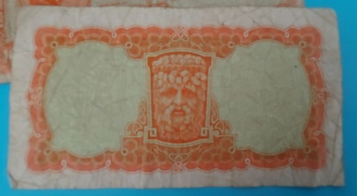 Irish 1968  X 5 Lavery ten shilling banknote in used condition