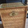 Vintage Rattan and Wood Tea Chest Storage Unit Image 2