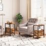 2 Side Tables, Narrow Bedside Rustic Brown Image 2