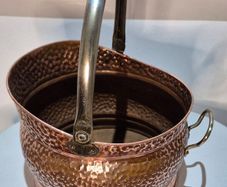 Vintage Hammered Copper Coal Scuttle  Log Bucket