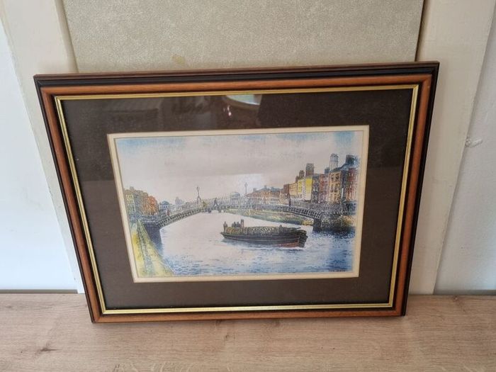 The halfpenny bridge, Dublin - framed picture.
