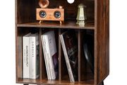 Record Player Stand with LED Light, 3 Tiers Turntable Stand with Charging Station &amp; USB Ports