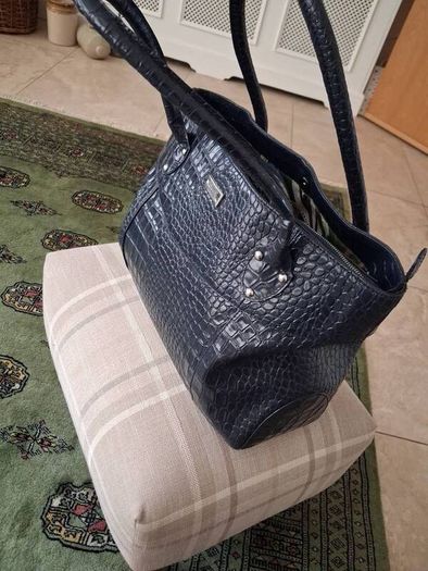 Osprey of London Navy Patent Crocodile Leather Handbag