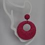 Hot Pink Raffia Woven Stud Hollow Out Woven Hoop Earrings Image 5