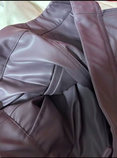 PU Leather Women's Pants Purple, High-Waist, Straight Leg