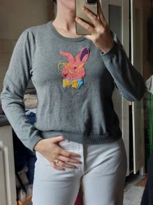 Grey Knit Jumper / Long Sleeve Top SIZE M