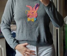 Grey Knit Jumper / Long Sleeve Top SIZE M