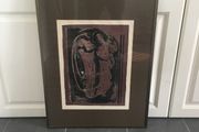 Mid Century signed lithograph " Angel With shepherd's purse"