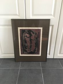 Mid Century signed lithograph " Angel With shepherd's purse"