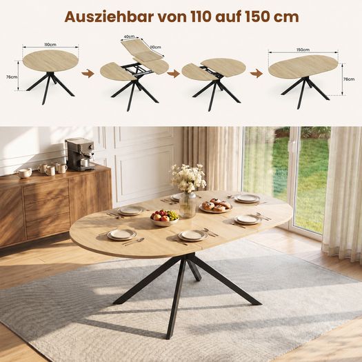 Extendable Dining Table 4-6 People  110-150 x 76cm
