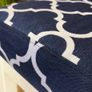 Navy Blue Geometric Wooden Bench 100x30cm White Alder Frame Image 2