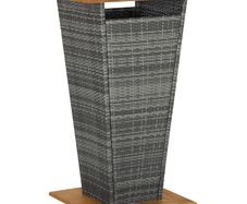 Bar Table Grey 80x80x110 cm Poly Rattan and Solid Acacia Wood