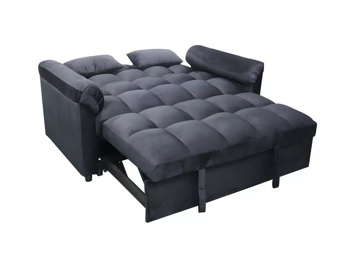Black Velvet Pull-Out Corner Sofa Bed Best price in Ireland