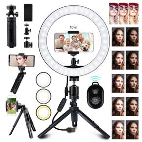 10" LED Ring Light Studio Video Dimmable Make up Lamp + Tripod Stand Selfie Flashes Accessories Ring Light