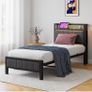 Single Bed Frames with Storage Headboard and Charging Station/LED Lights Image 8