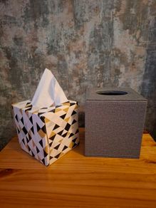New, Mid Grey Vinal Tissue Box 13cm x 15cm x 13cm